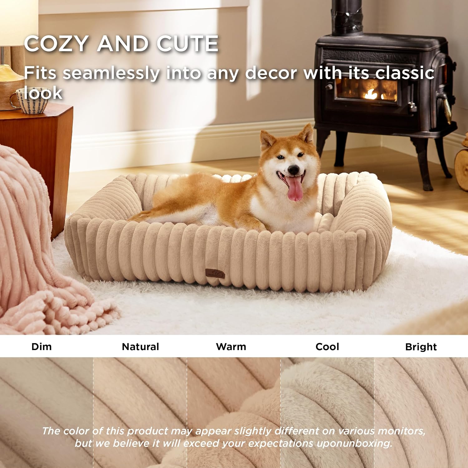 AUCT 20895 - $68 Bedsure ComfyFleece Dog Beds Large Sized Dog Washable 36in Sandy Beige - Image 2