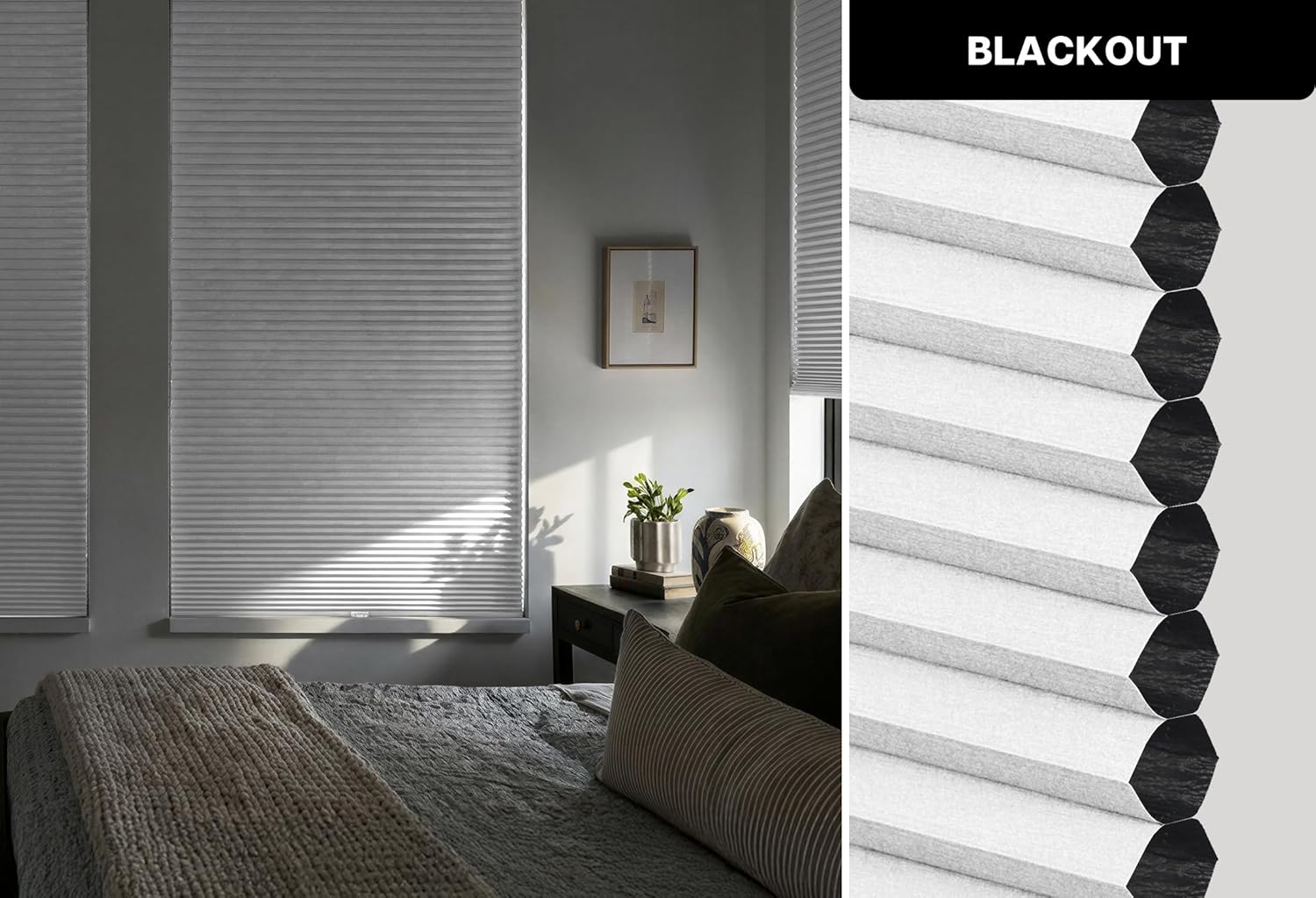 AUCT 22089 - $72 LazBlinds No Drill Cordless Cellular Shades, 30 1/2"W 64"H, Silver White - Image 4