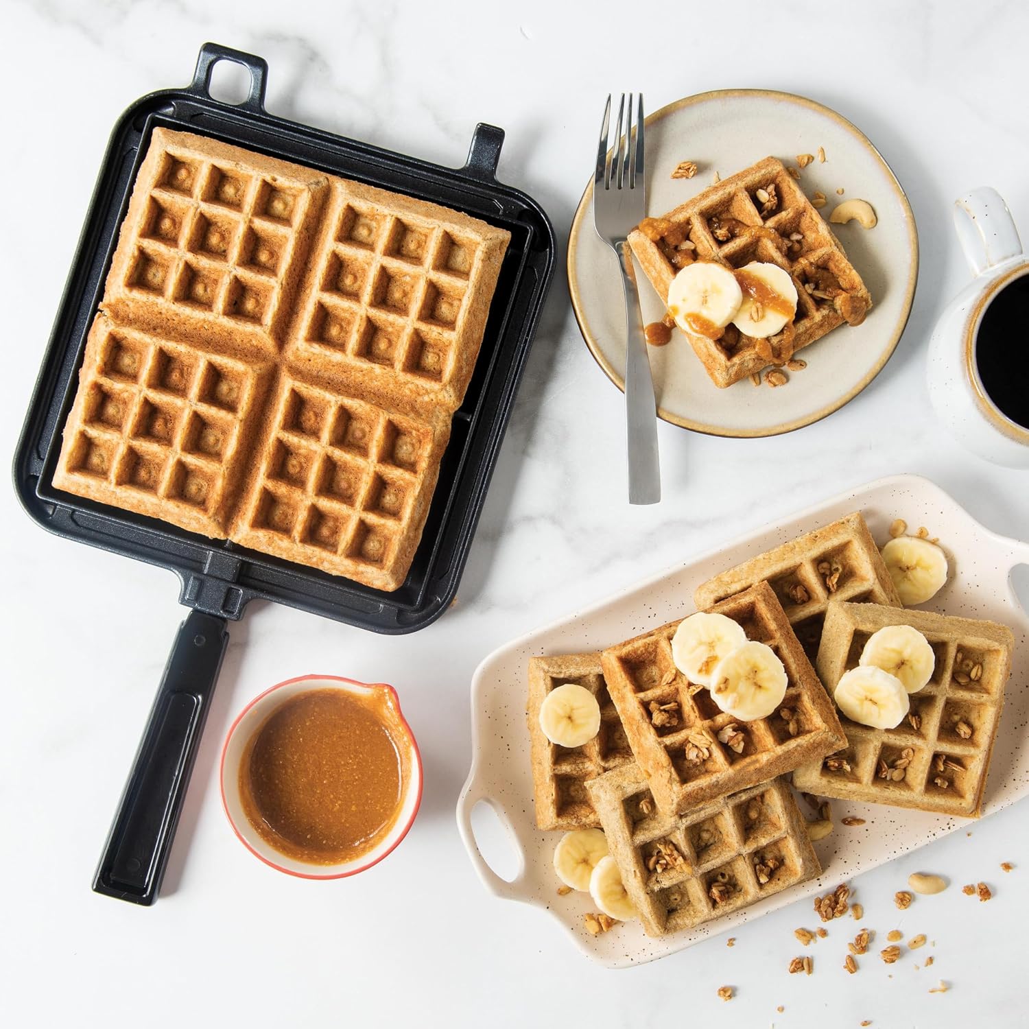 AUCT 21860 - $58 NordicWare 15040 Cast Aluminum Stovetop Belgium Waffle Iron - Image 4