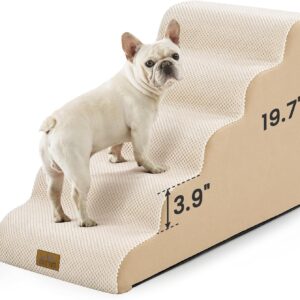 AUCT 21038 - $62 COZY KISS Dog Stairs for Small Dogs, 5 Step Pet Stairs for Beds & Couches