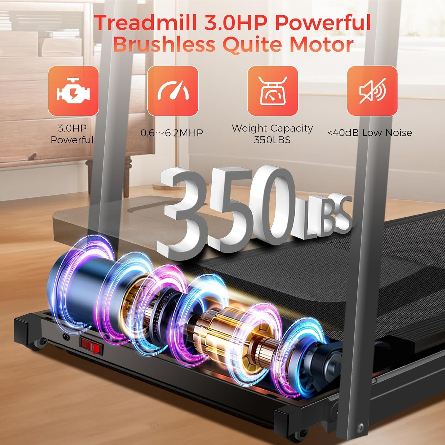 AUCT 20533 - $231 Treadmills for Home, Walking Pad with Handle Bar - 3.0 HP Portable Foldable Treadmill - Image 3
