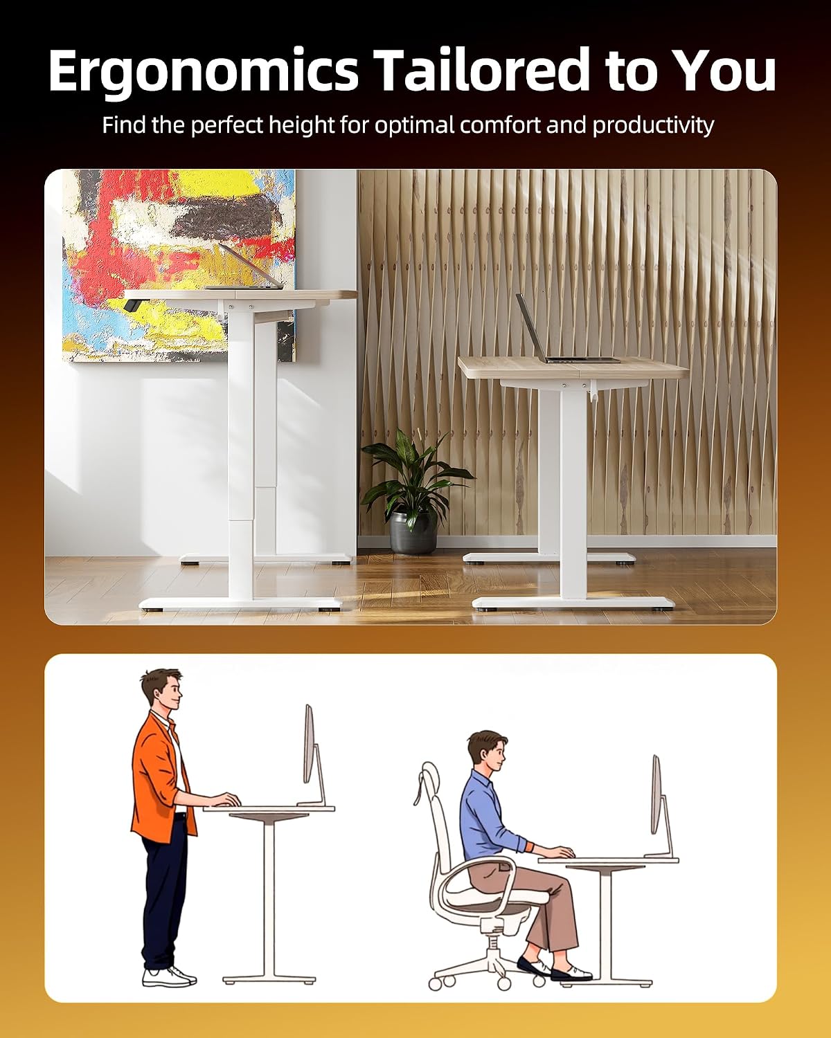 AUCT 20948 - $121 TIQLAB Electric Standing Desk, 47 * 24 Inches Adjustable Height Stand up Desk,Sit Sta - Image 4
