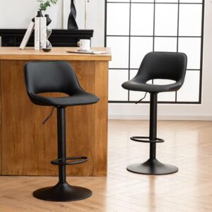 AUCT 21040 - $250 YOUNIKE Black Bar Stools Set of 2 Compact Modern Swivel Barstools, Adjustable Counter