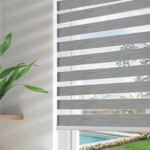 AUCT 21849 - Joydeco Cordless Zebra Blinds for Indoor Windows, 41" W x 75" H, Gray