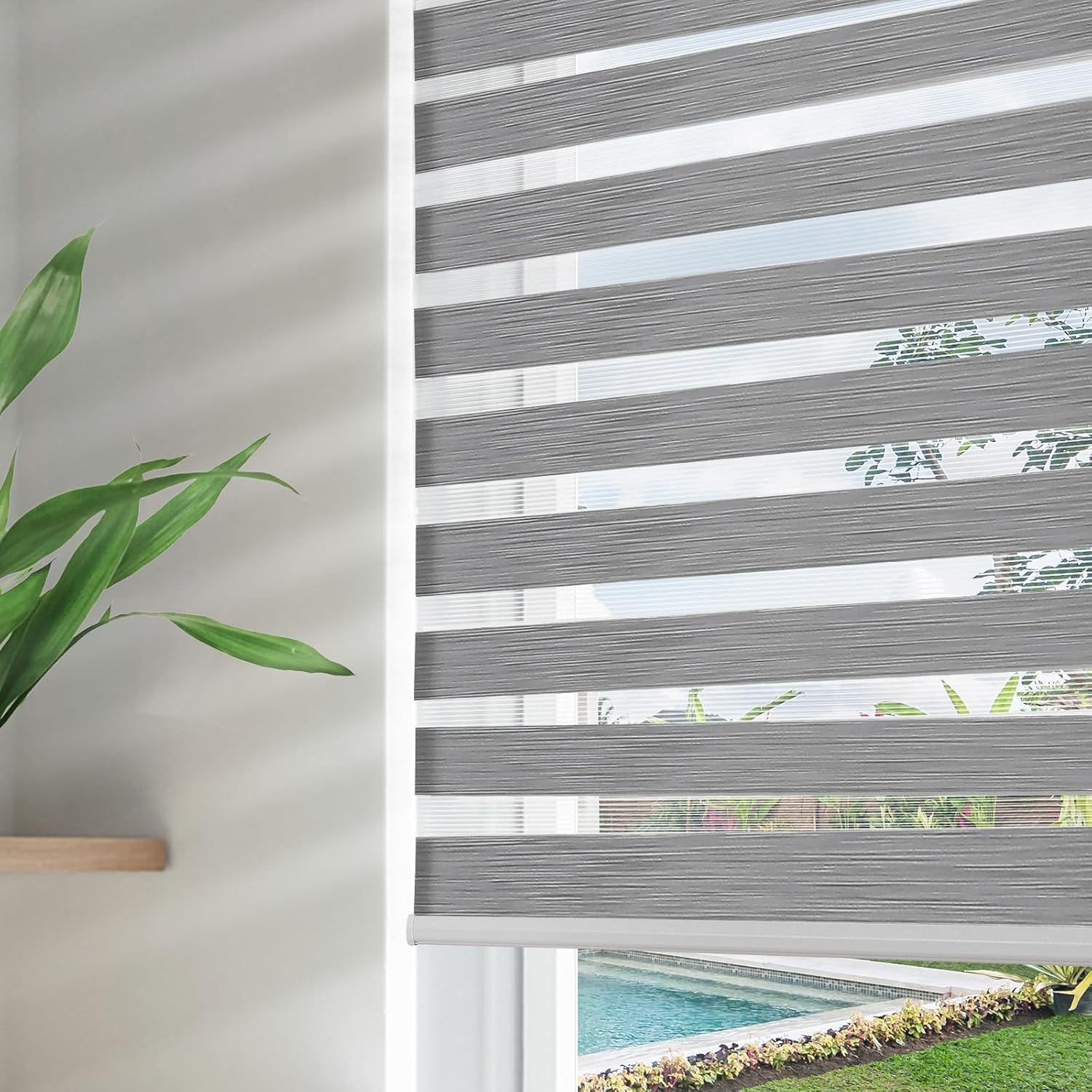 AUCT 21849 - Joydeco Cordless Zebra Blinds for Indoor Windows, 41" W x 75" H, Gray