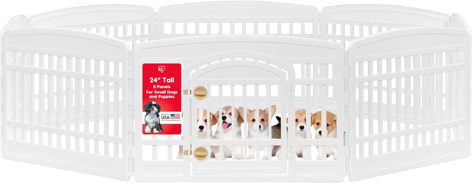 AUCT 22562 - $80 IRIS USA 8-Panel Dog Playpen, Pet Enclosure, White