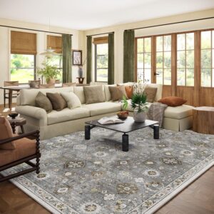 AUCT 20894 - $152 Machine Washable Rug for Living room: 9x12 Area Rugs Boho Vintage Rugs Stain Resistan