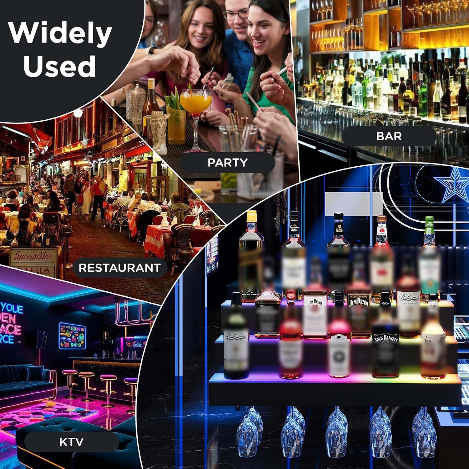 AUCT 22349 - $150 Dethan 2 Tier 24 Inch LED Lighted Liquor Bottle Display Shelf - Wall-Mounted Wine Rac - Image 4