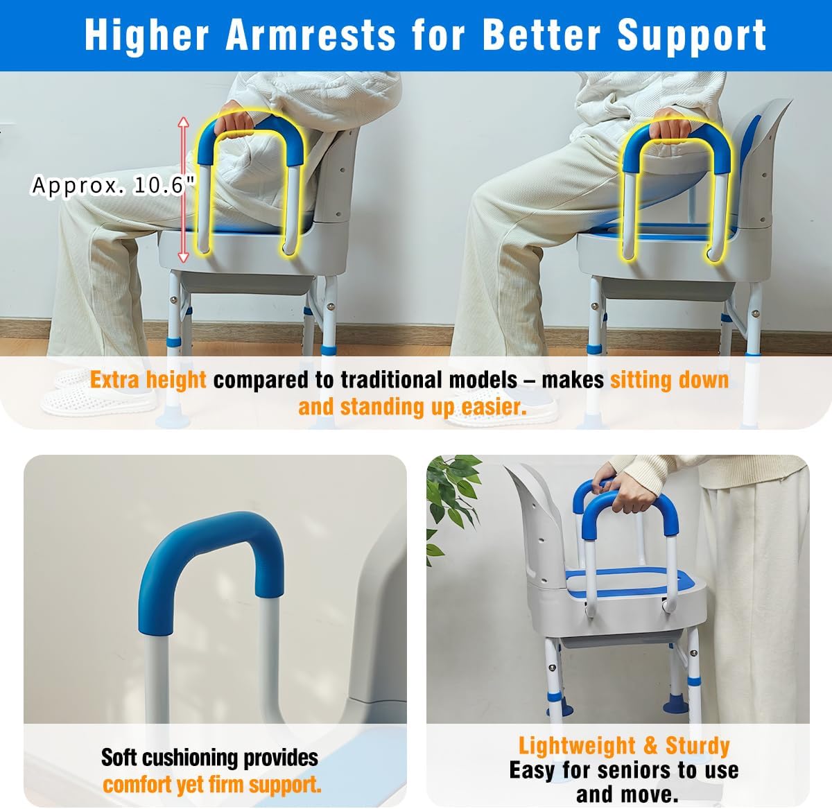 AUCT 20216 - $90 Lumizone Bedside Commode Portable Toilet Chair for Elderly 220lbs Capacity - Image 3