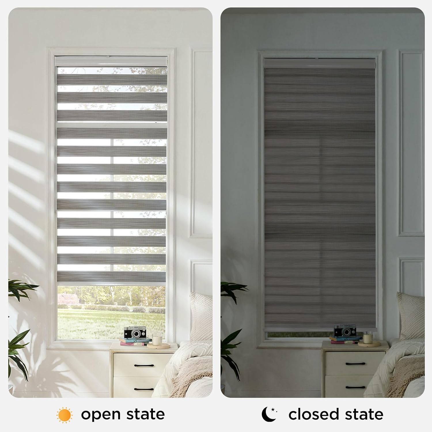AUCT 21849 - Joydeco Cordless Zebra Blinds for Indoor Windows, 41" W x 75" H, Gray - Image 3