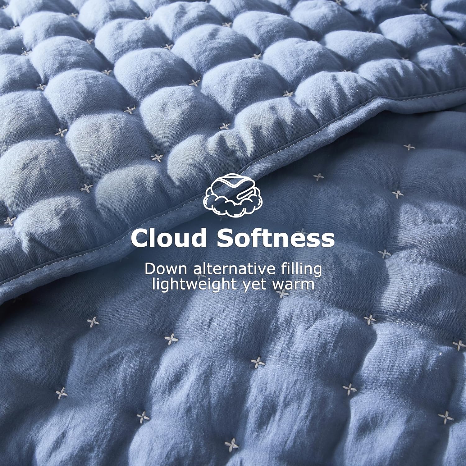 AUCT 21306 - WDCOZY Cloud Soft Quilt Set, King Size, Blue, 3 Pieces 104x90 inches - Image 4