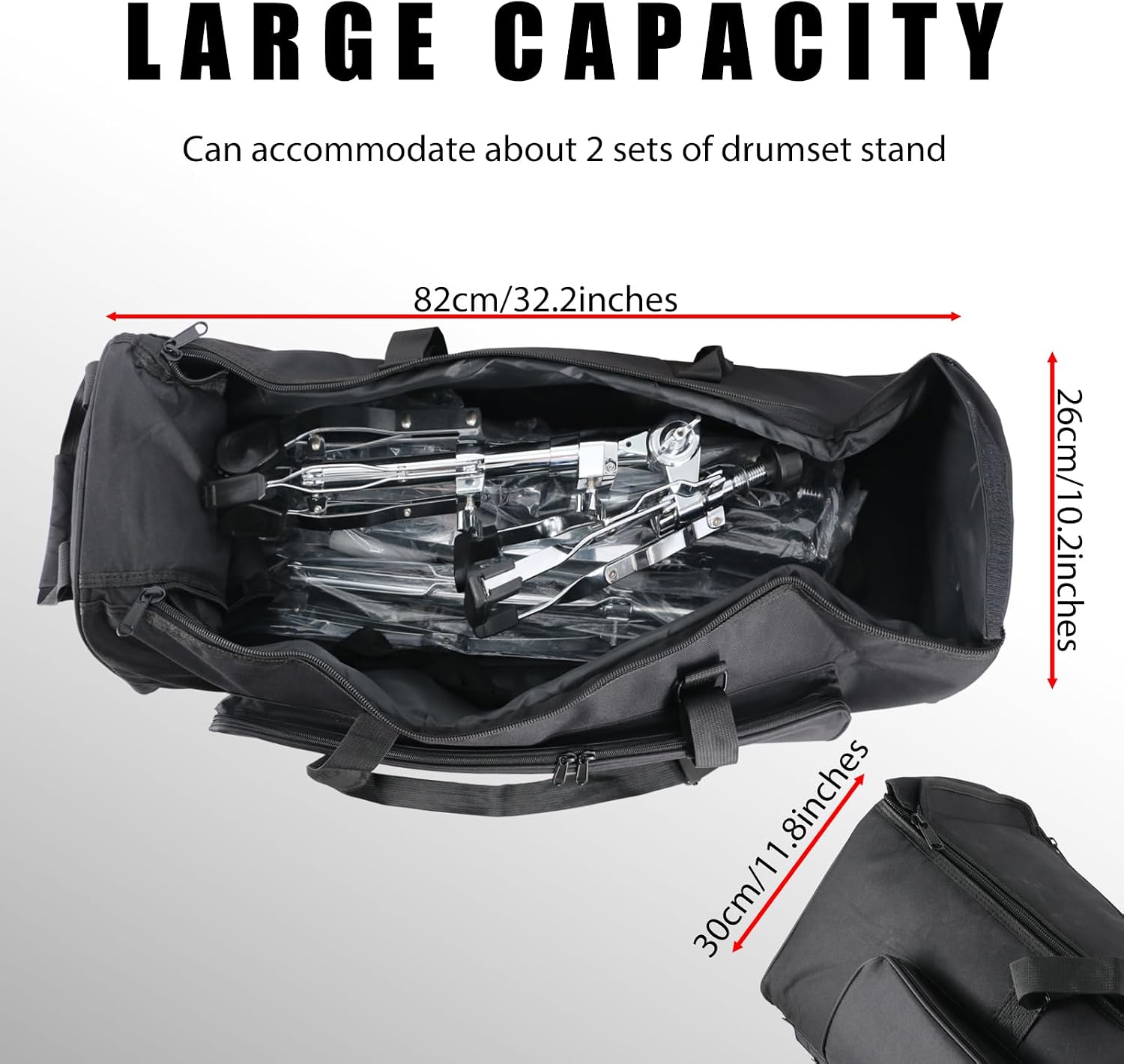 AUCT 20994 - $100 EASTROCK Drum Hardware Bag with Wheels Drum Stand Accessory Bag,Black - Image 3
