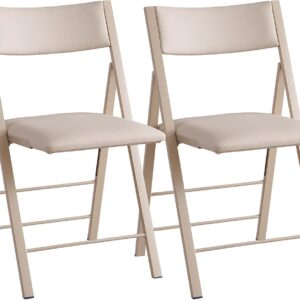 AUCT 21023 - $146 Folding Chairs 2 Pack, 450Lbs Steel Frame Foldable Dining Chairs, Wood