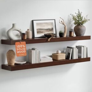 AUCT 20890 - $150 Homeforia 42 Inch Floating Shelves, High-End Solid Pine Wood, Set of 2