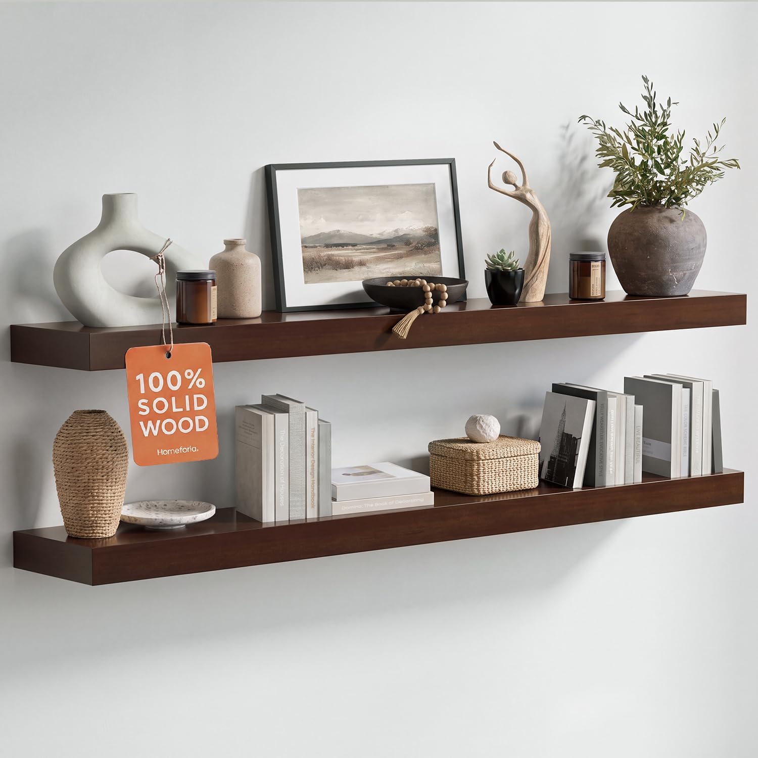 AUCT 20890 - $150 Homeforia 42 Inch Floating Shelves, High-End Solid Pine Wood, Set of 2