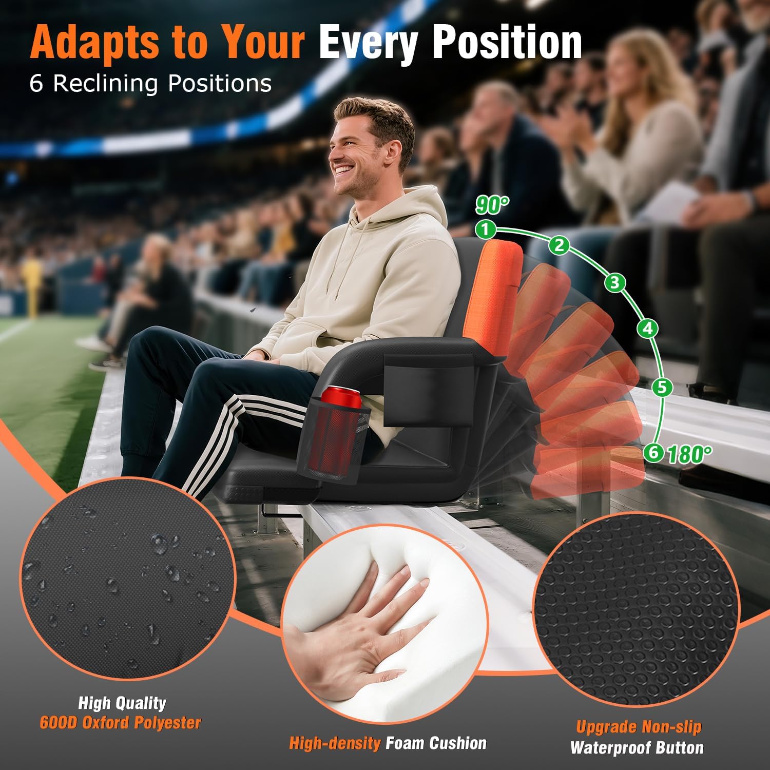 AUCT 21680 - $113 Suteck Heated Stadium Seat with Back Support, Portable Bleacher Chair - Image 2