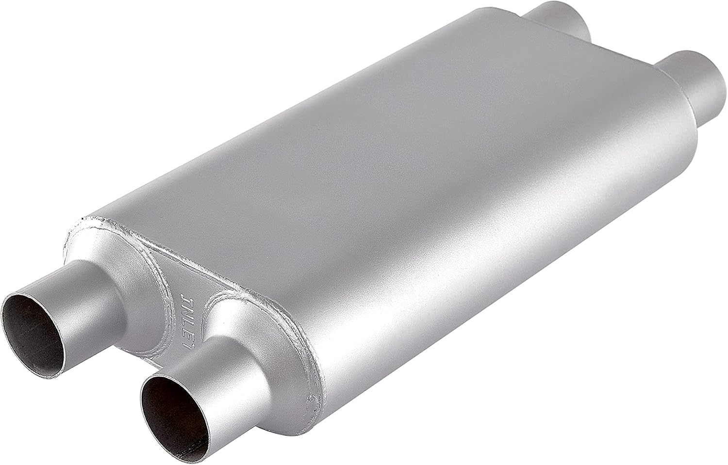AUCT 20571 - $57 Universal 80Series Mufflers 2.5 Inch Dual Inlet (ID) 2.5 Inch Dual Outlet (ID), 3 Cham
