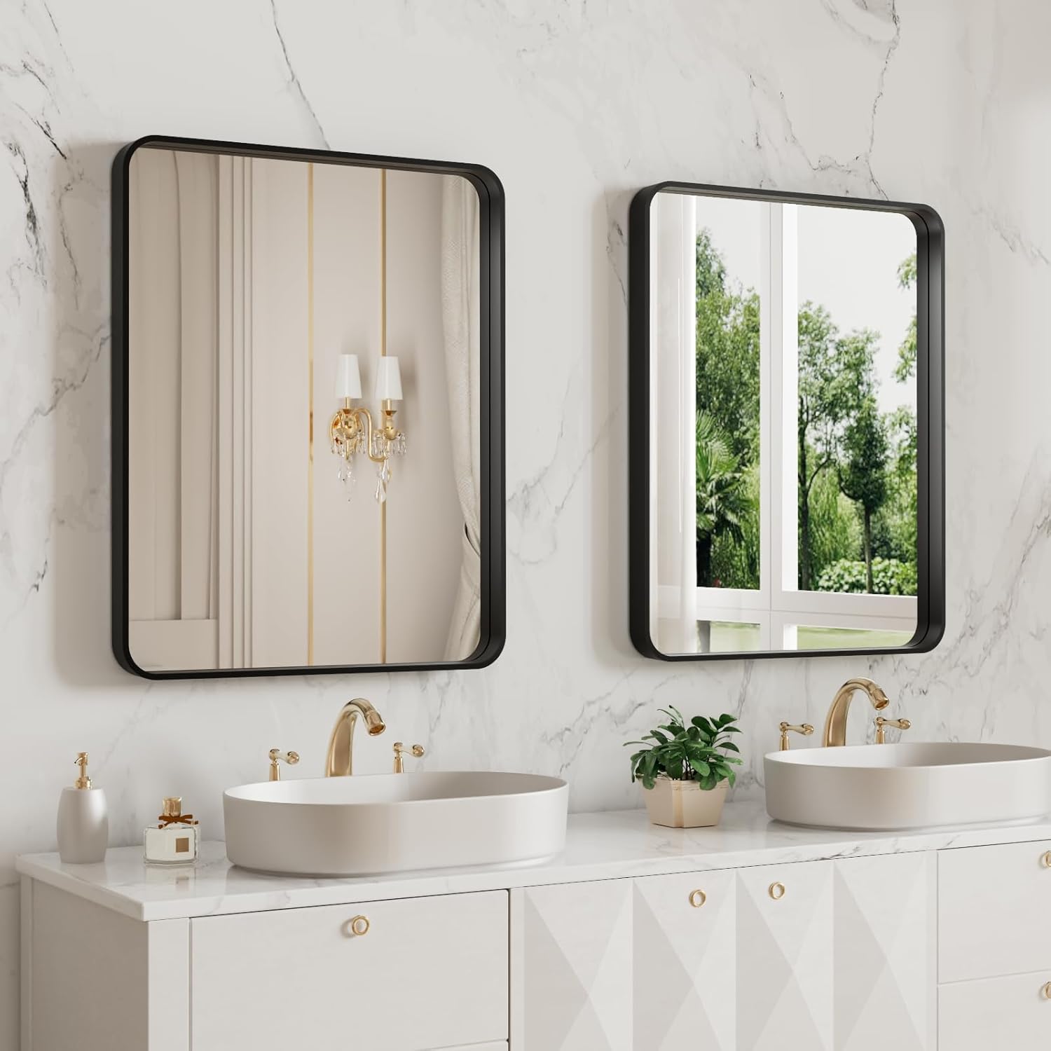 AUCT 20951 - LOAAO 20X16 Inch Black Bathroom Mirror Metal Framed - Image 4
