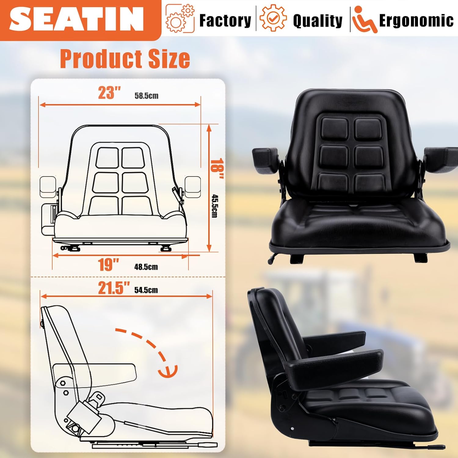 AUCT 21276 - $116 SEATIN Foldable Tractor Seat with Adjustable Mounting Holes - Image 4