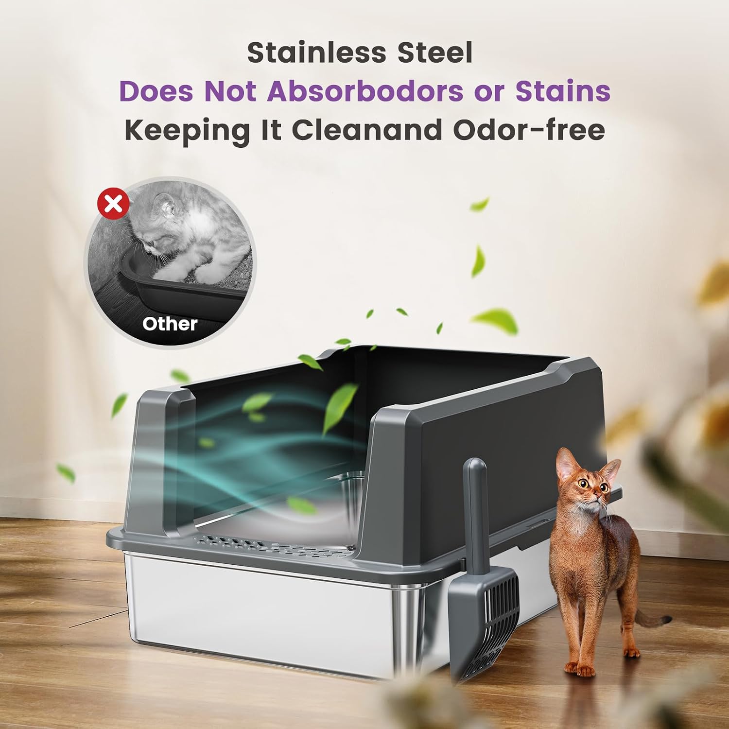 AUCT 22278 - $110 XXXL Stainless Steel Cat Litter Box with High Sides, 28" L x 20" W x 14" H Extra Larg - Image 4