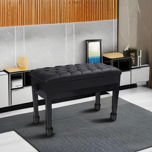 AUCT 22614 - $170 Adjustable Duet Piano Bench with Storage, 28.7" Duet Keyboard Seat - Image 2
