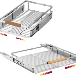 AUCT 22493 - $57 12.3~18.5"x22.5" Pull Out Cabinet Organizer 2Pack Expandable Sliding Cabinet Shelves S