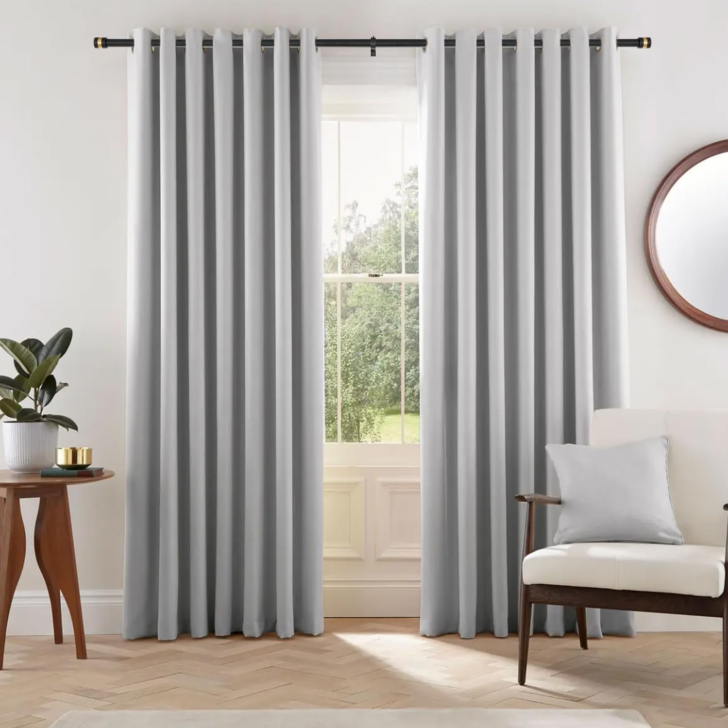 AUCT 21215 - 1Inch Diameter Single Curtain Rods with Decorative Finials 72-144inch, Matte Black - Image 3