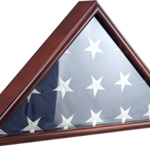 AUCT 21510 - Burial Flag Display Case Fits 5'x9.5' Flag, Thin Bottom Edge Military Flag Box with Glass