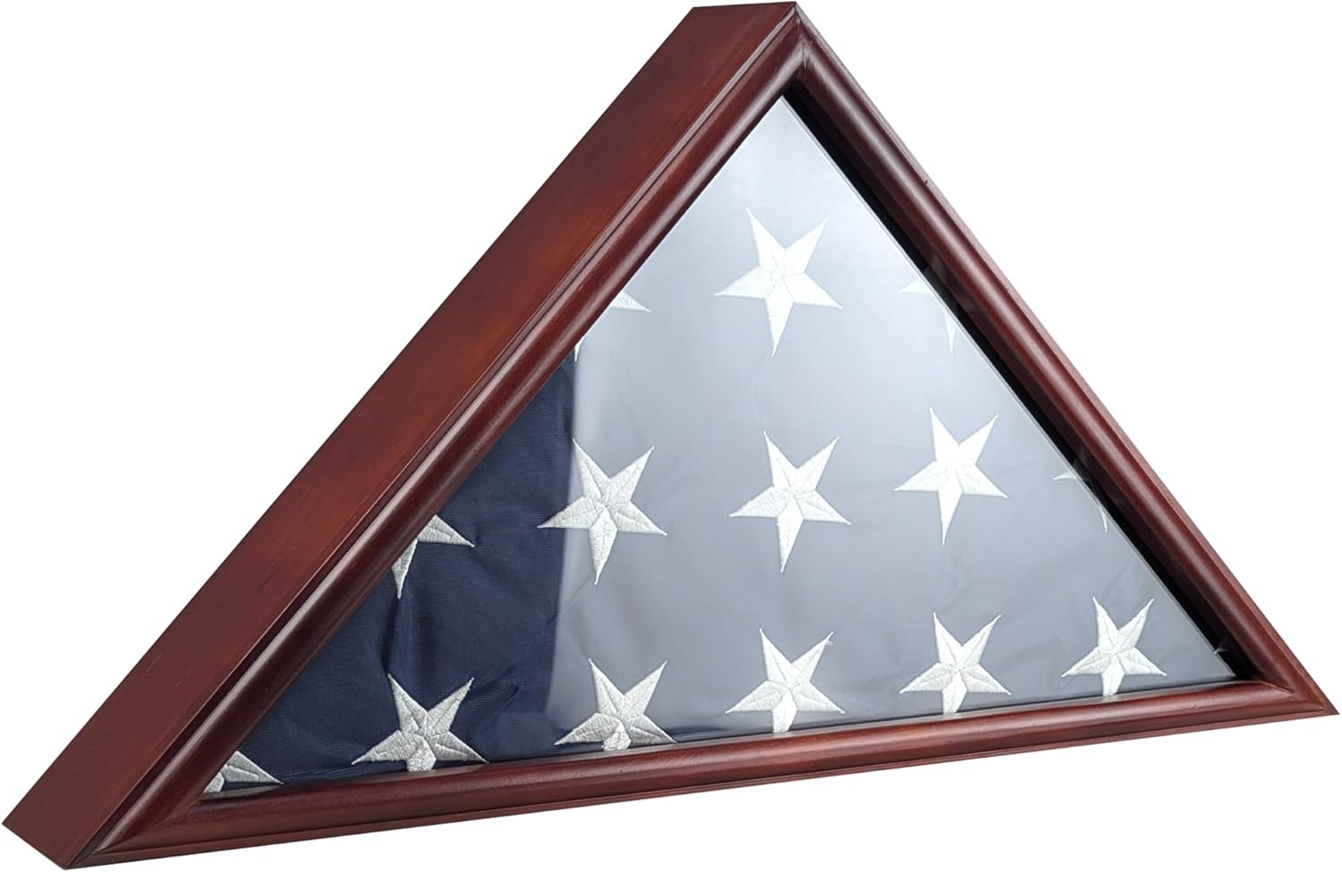 AUCT 21510 - Burial Flag Display Case Fits 5'x9.5' Flag, Thin Bottom Edge Military Flag Box with Glass