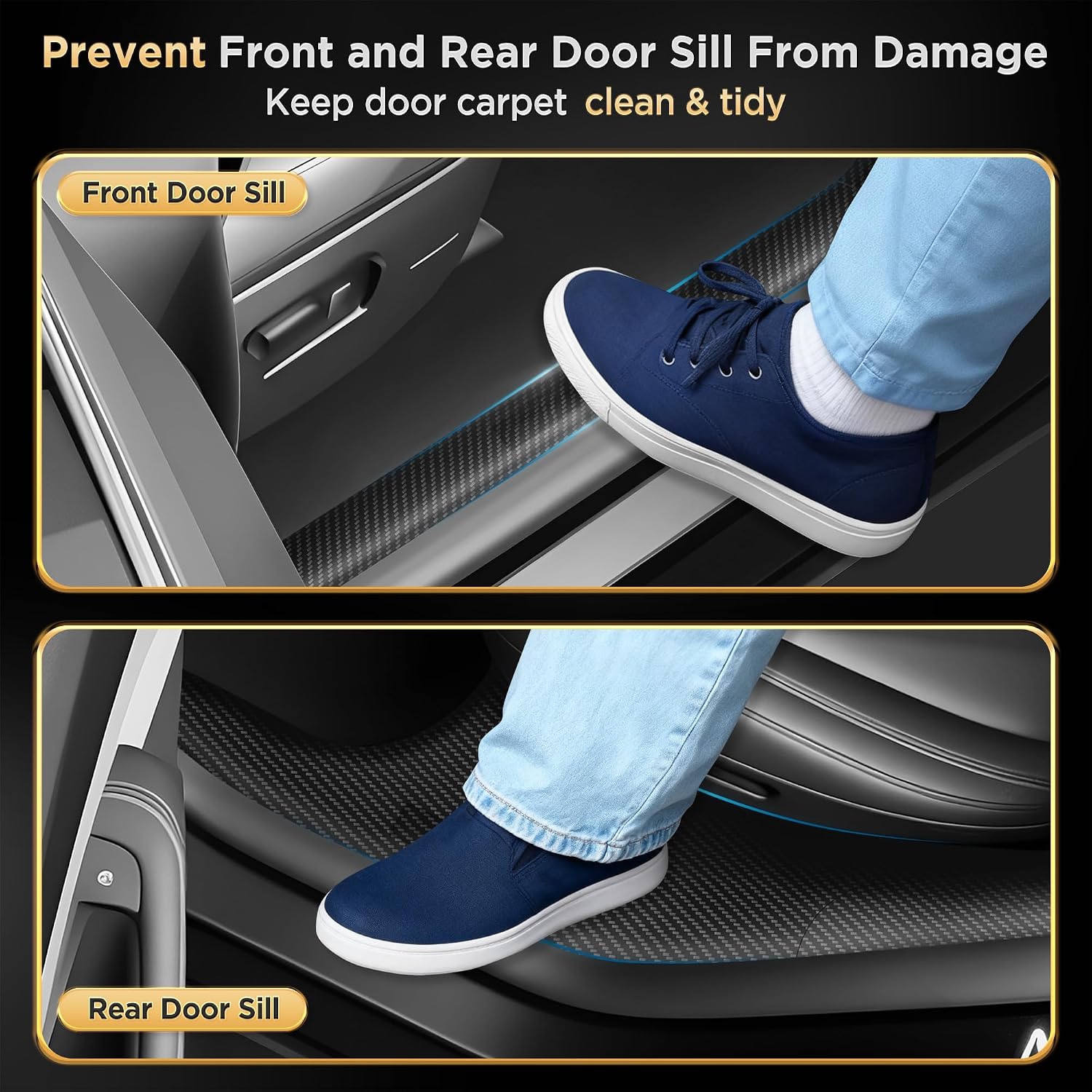 AUCT 22524 - $90 10Pcs for Tesla Model Y Juniper(2025-2026) Carbon Fiber Door Sill Protector with Bumpe - Image 3