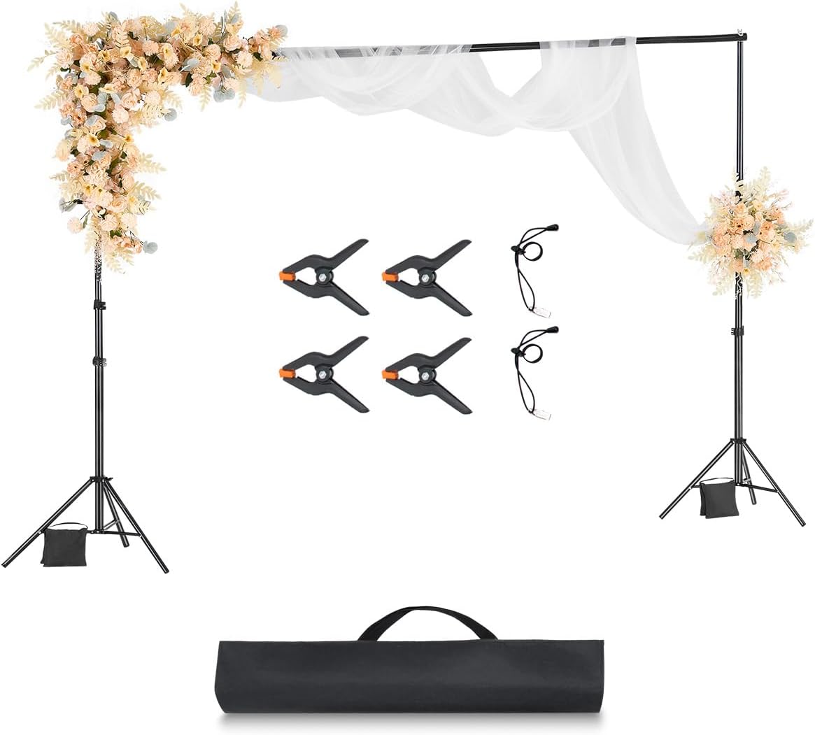 AUCT 22659 - VEVOR Backdrop Stand, 10 x 10 ft Adjustable Photo Backdrop Stand Kit, Portable Background