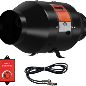 AUCT 22568 - $90 4 Inch Inline Duct Fan with Speed Controller - EC Motor Ventilation Exhaust Fan for He