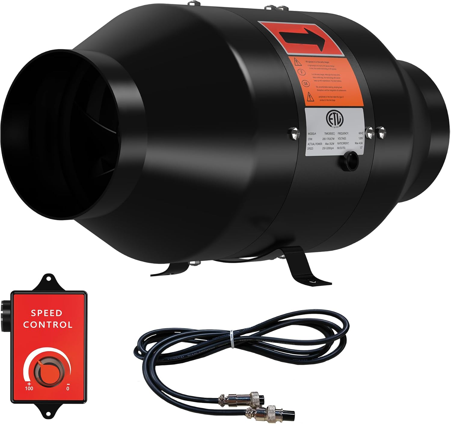 AUCT 22568 - $90 4 Inch Inline Duct Fan with Speed Controller - EC Motor Ventilation Exhaust Fan for He