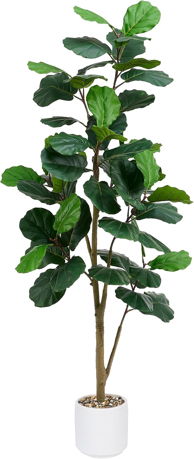 AUCT 20976 - $104 Artificial Fiddle Leaf Fig Tree 7FT, Large Realistic Faux Ficus Lyrata Plant with Pot