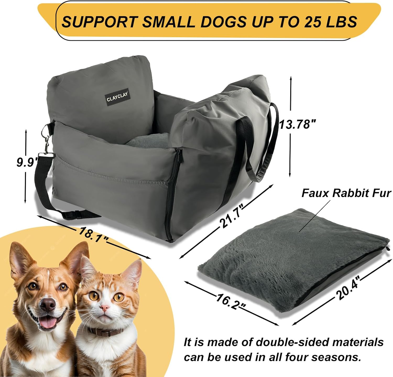 AUCT 20919 - 4-in-1 Dog Car Seat, Convertible Pet Booster Seat for Small Medium Dogs Up to 25lbs, Porta - Image 3