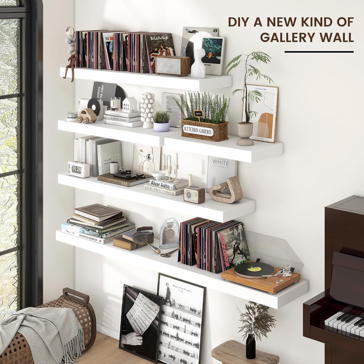 AUCT 21214 - $68 Venusmiles Floating Shelves for Wall, Engineered Wood Wall Shelves with Invisible Brac - Image 3