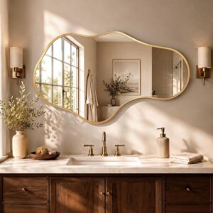 AUCT 20749 - $90 Bathroom Mirror for Over Sink-Gold Room Decor Wall Mirror 22"x 36"