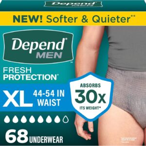 AUCT 20722 - Depend Fresh Protection Adult Diapers for Men, XL, 68 Count