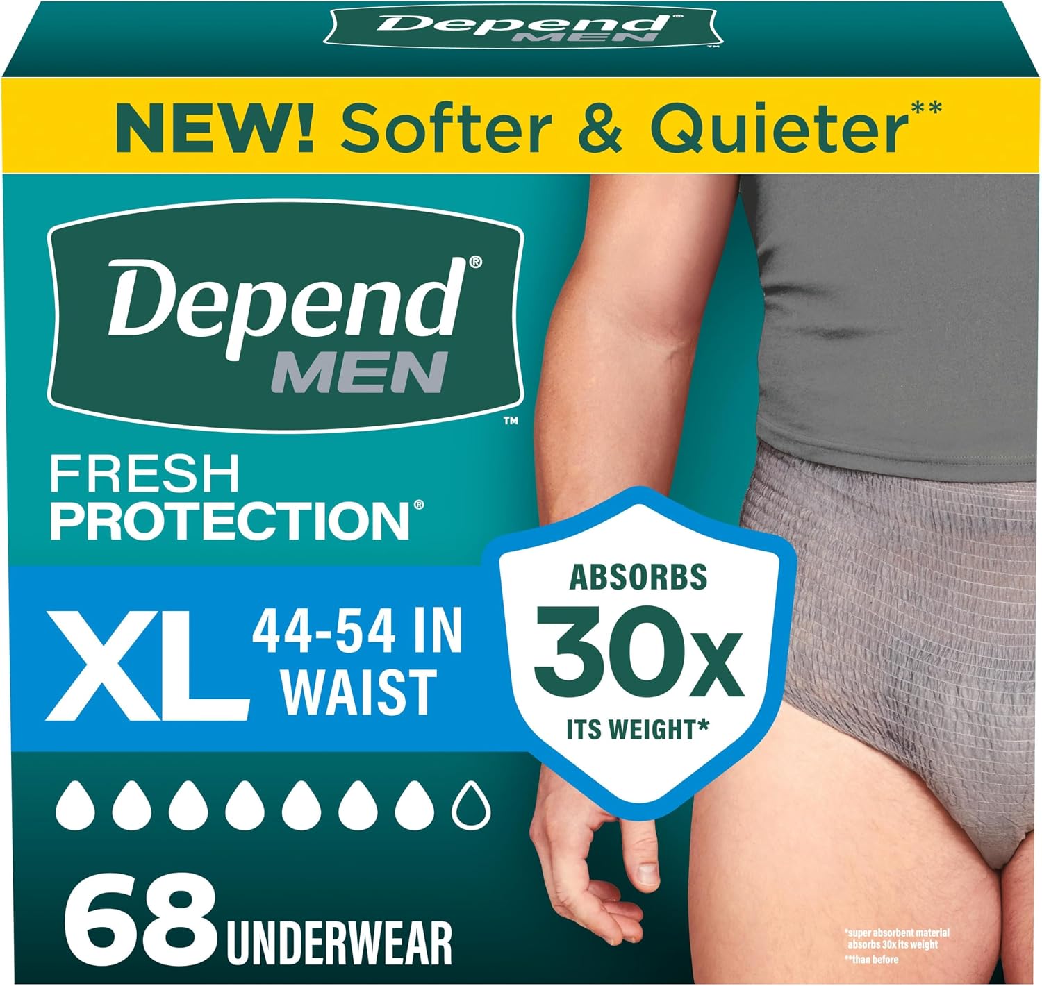 AUCT 20722 - Depend Fresh Protection Adult Diapers for Men, XL, 68 Count