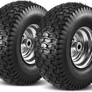 AUCT 20405 - $58 15x6.00-6 Lawn Mower Tire and Wheel Front Tire 2PCS, 3" Centered Hub | Bore ID 3/4" |