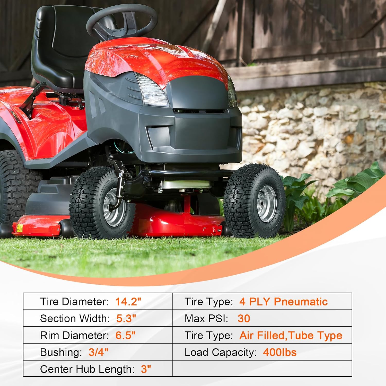 AUCT 20405 - $58 15x6.00-6 Lawn Mower Tire and Wheel Front Tire 2PCS, 3" Centered Hub | Bore ID 3/4" | - Image 4