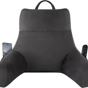 AUCT 20327 - IPYNBAP Back Pillow for Bed Sitting up, Reading Pillow, 18 Inch, Grey