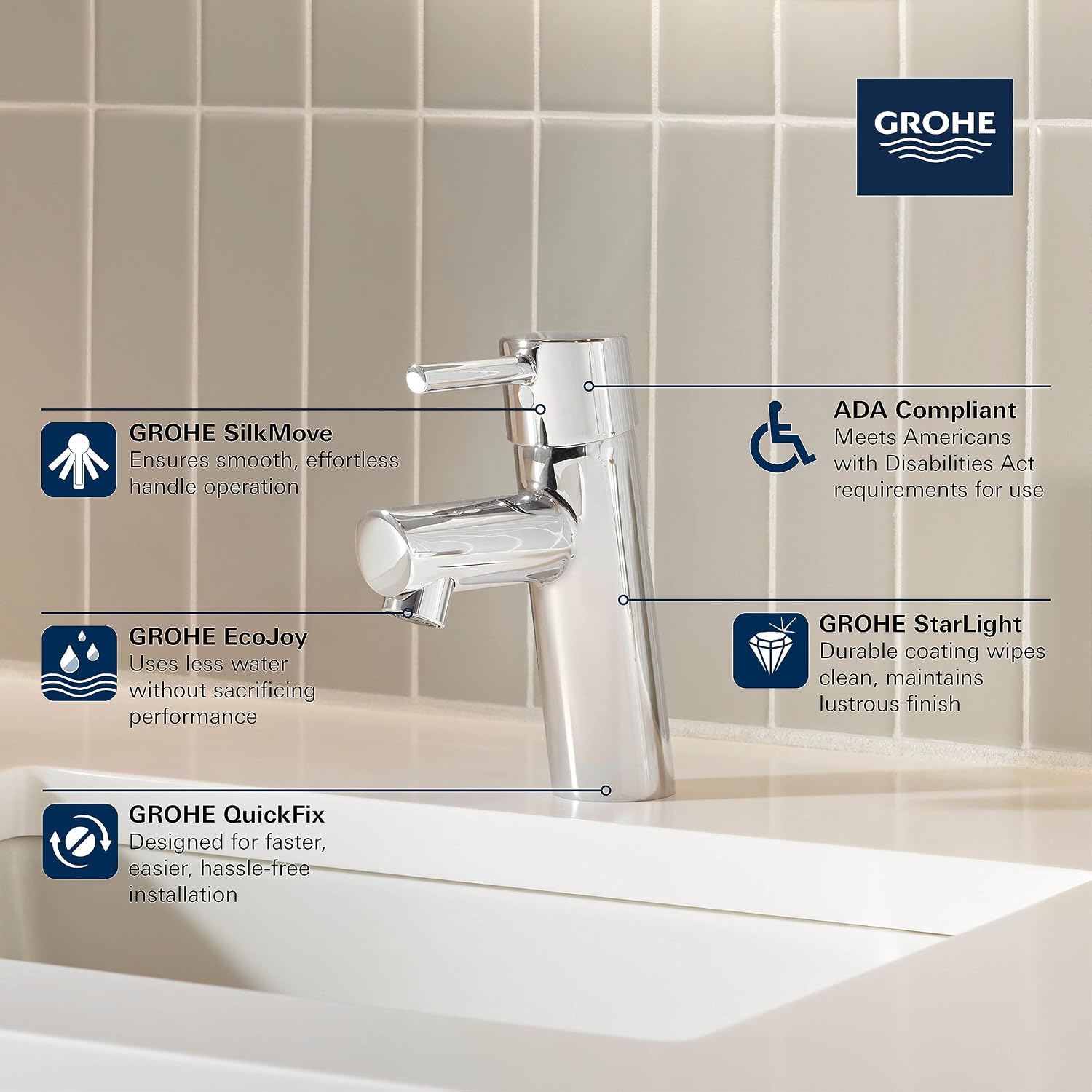 AUCT 20411 - $139 GROHE 3427100A Concetto S-Size Single-Handle Single-Hole Bathroom Faucet Without Pop- - Image 3