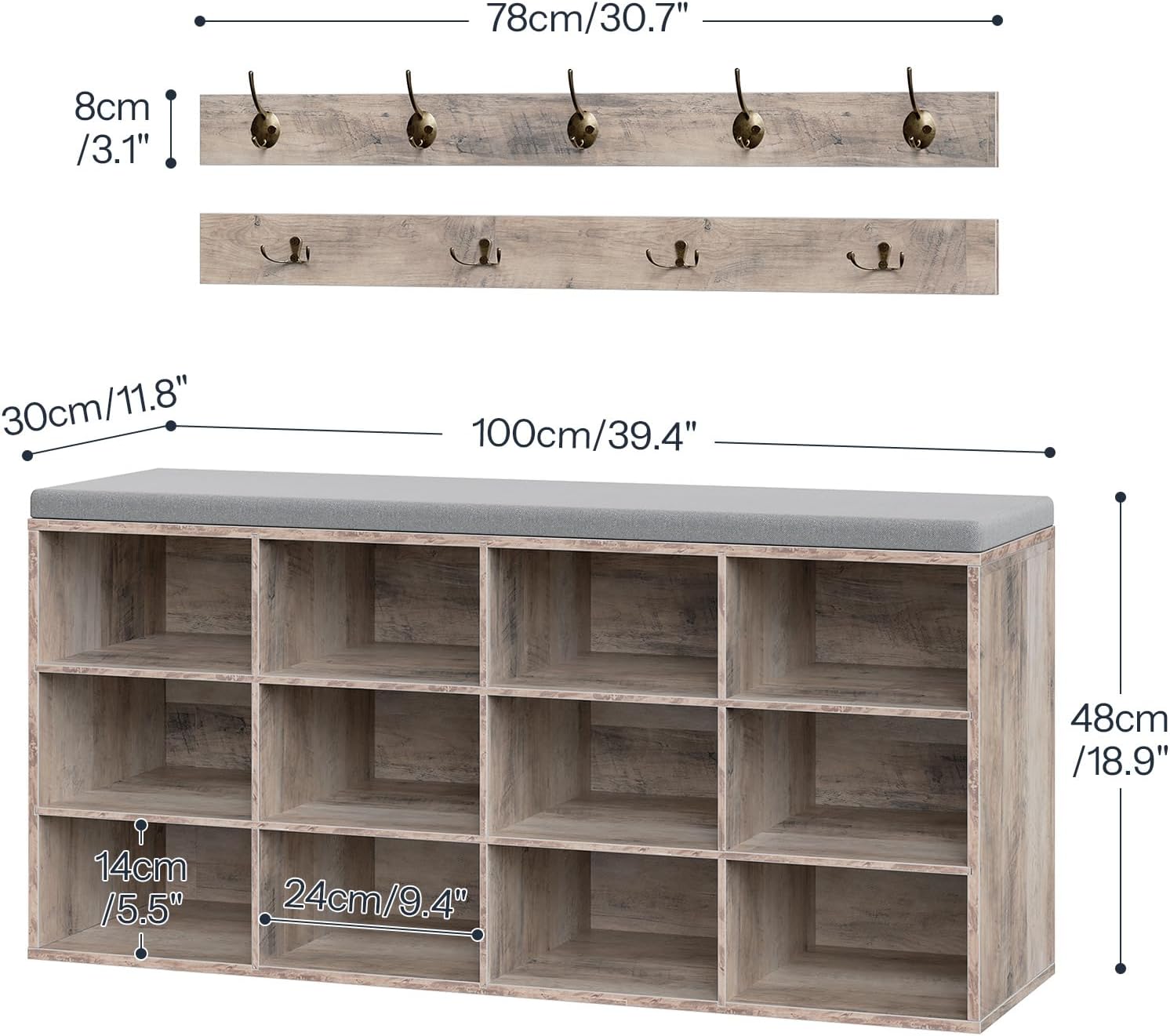 AUCT 21061 - $100 HOOBRO Shoe Storage Bench with Cushion, 39.4" L Entryway Bench - Image 3