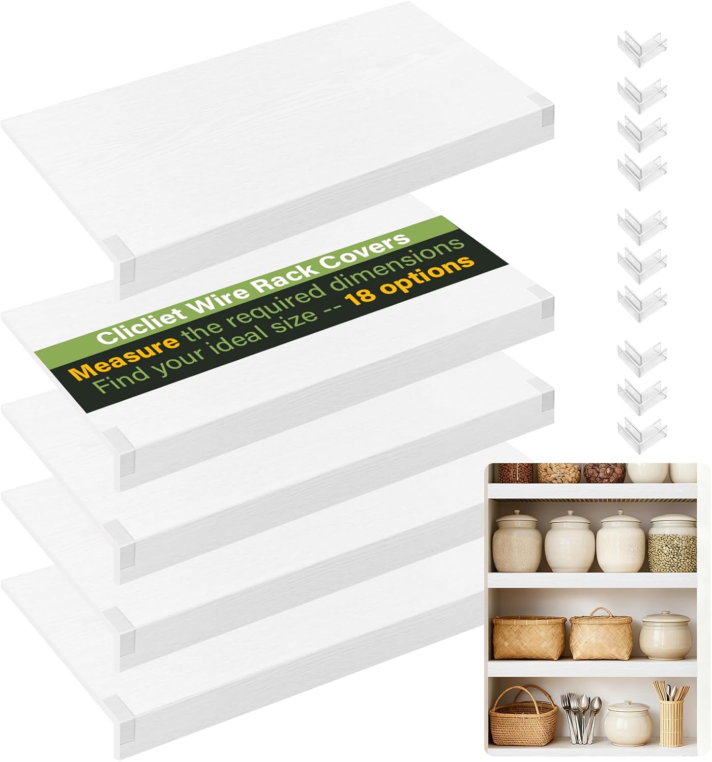 AUCT 20509 - $86 CLICLIE Wire Shelf Covers, 26" W X 12" D PVC Wire Rack Covers for Pantry