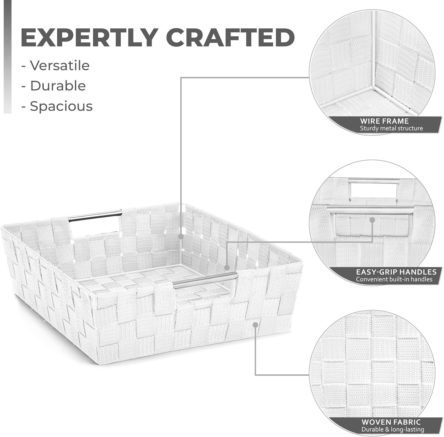 AUCT 20470 - Sorbus Baskets for Organizing, Woven Storage Set (9 Piece Set, White) - Image 2
