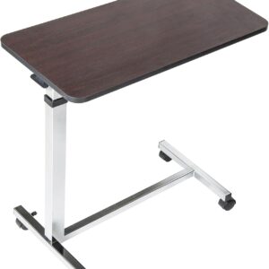 AUCT 20224 - $65 Drive Medical 13003 Non Tilt Top Overbed Table with Wheels, Chrome