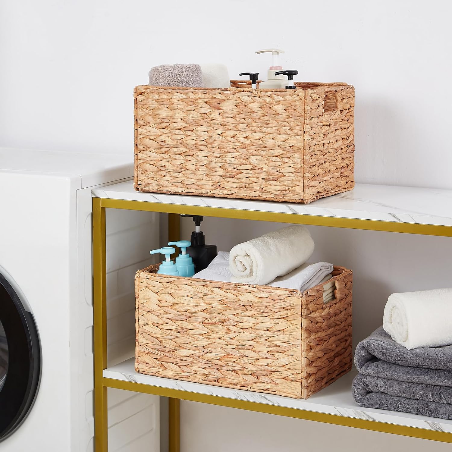 AUCT 21185 - Vagusicc Wicker Storage Basket, Set of 2 Hand-Woven Storage Baskets for Organizing, Small - Image 3