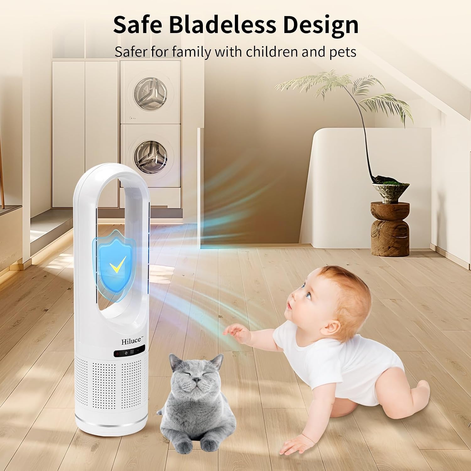 AUCT 21064 - $57 Hiluce Bladeless Fan with Air Purifier,20dB Quiet Tower Fan with Remote - Image 3
