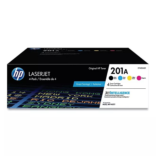 AUCT 20283 - $350 HP 201A 4-Pack Black/Cyan/Magenta/Yellow Original LaserJet Toner Cartridges